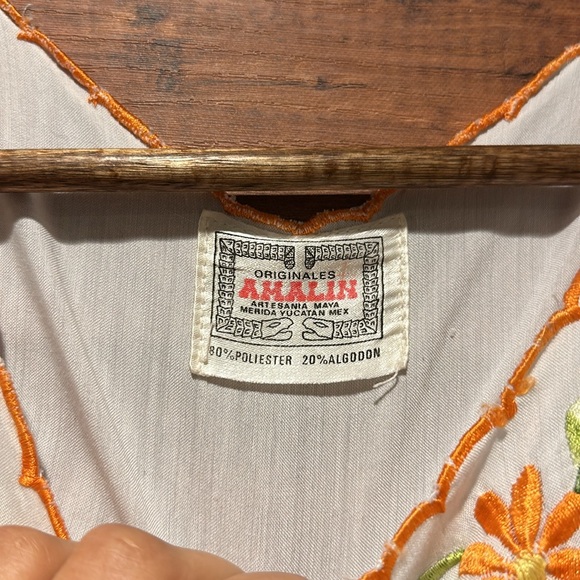 HIPPIE BOHO MEXICAN 1970s Vintage EMBROIDERED TUNIC TOP BLOUSE (#47) - Picture 5 of 7